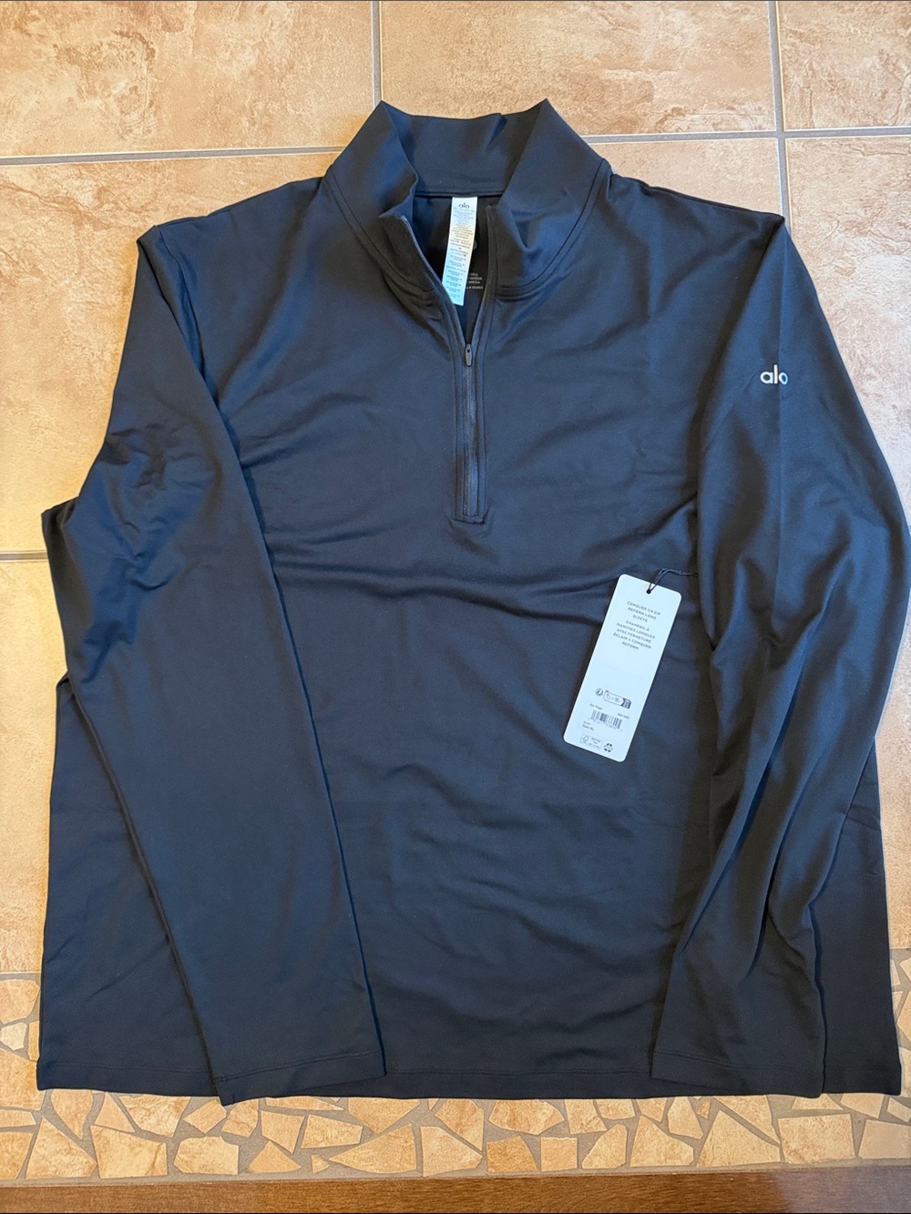 ALO Yoga Men’s Black conquer 1/4 zip reform long sleeve